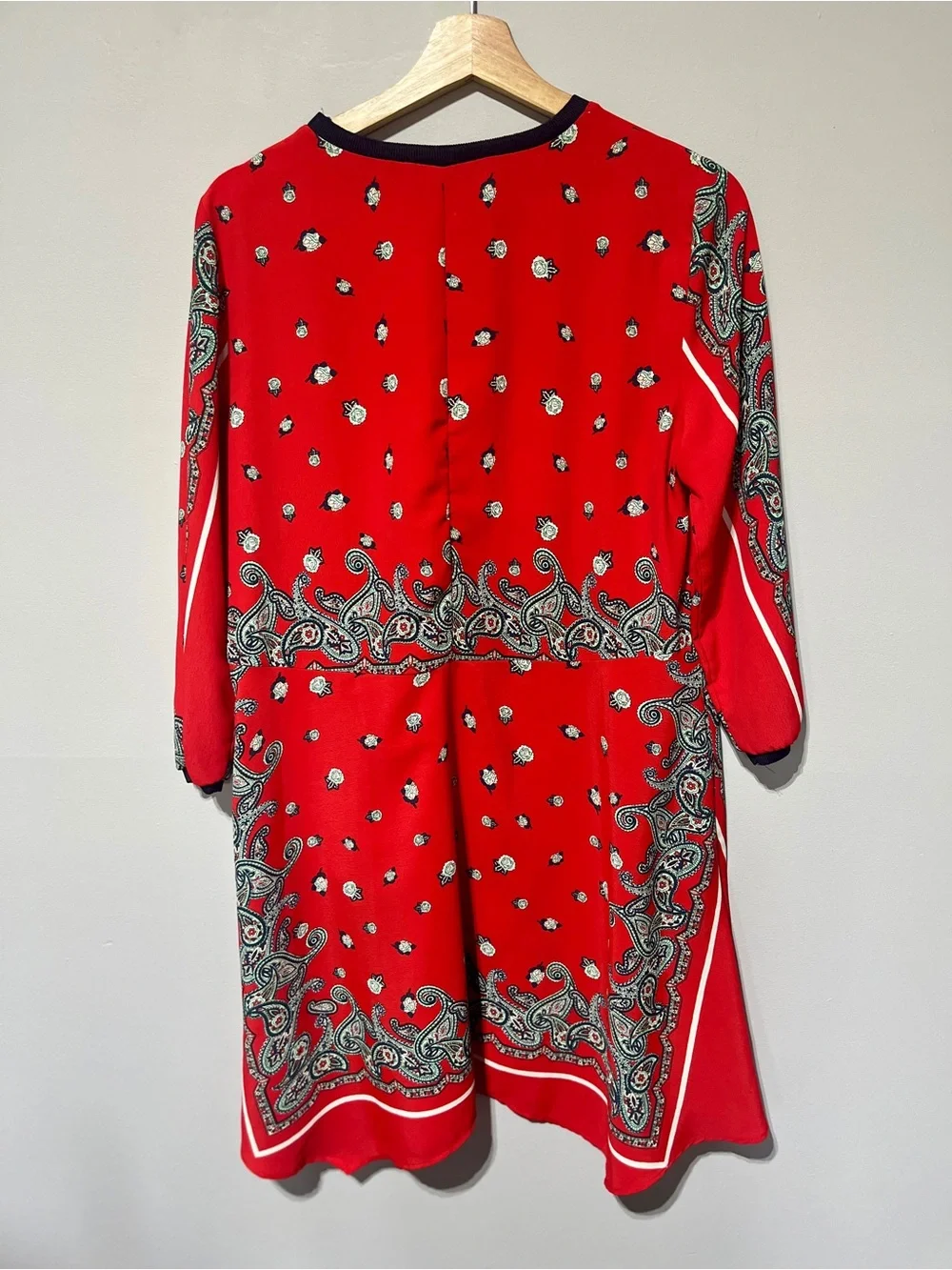 Zara Red Paisley Bandana Scarf Print Boho Dress S
